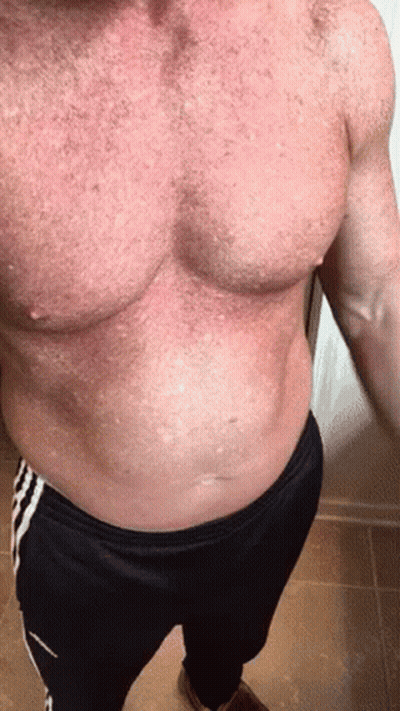 Shirtless Bearded Man Standing In Room GIF