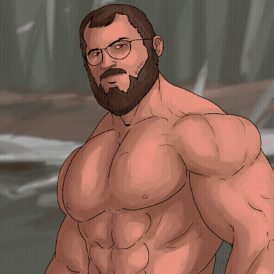 Shirtless Bearded Man With Glasses GIF