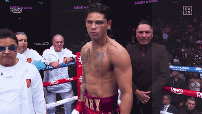 Shirtless Boxer In Ring With DAZN Logo GIF