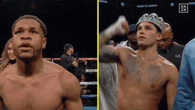Shirtless Boxer With Crown Next To Another GIF