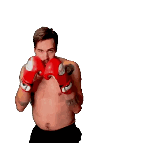 Shirtless Boxer With Red Boxing Gloves Sticker