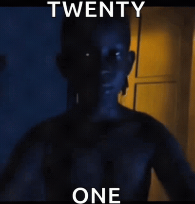 Shirtless Child Standing In Darkness Twenty One GIF