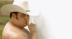 Shirtless Cowboy Silence Gesture GIF