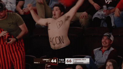 Shirtless Fan With Heart Saying I Love Acon GIF