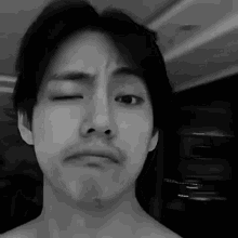 Shirtless Kim Taehyung Wink GIF