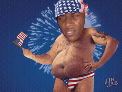 Shirtless Man American Flag Jib Jab GIF