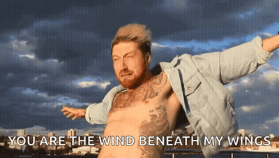 Shirtless Man Arms Outstretched Wind Beneath My Wings GIF