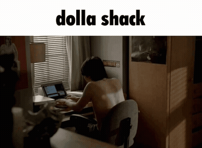 Shirtless Man At Desk With Laptop Saying Dolla Shack GIF