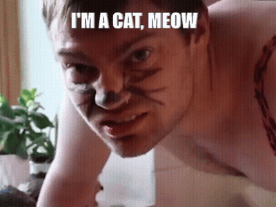 Shirtless Man Cat Paws Says I'm Cat Meow GIF