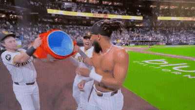 Shirtless Man Congratulated By Teammates GIF