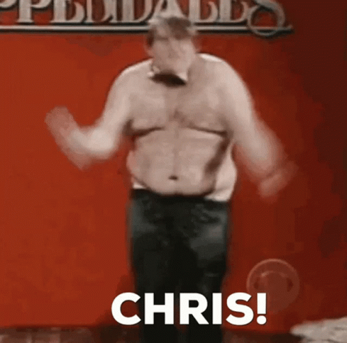 Shirtless Man Dancing In Front Of Chris Sign GIF