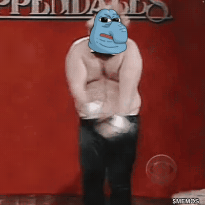 Shirtless Man Dancing With Cartoon Face GIF