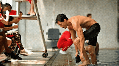 Shirtless Man Diving Into Pool GIF