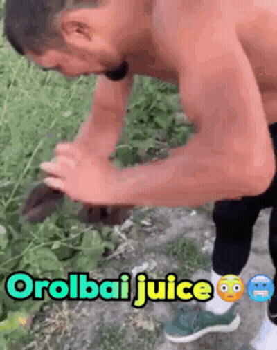 Shirtless Man Drinking Juice From Bottle GIF