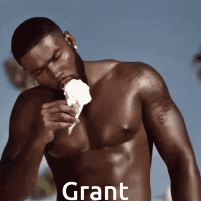 Shirtless Man Eating Ice Cream Cone Grant GIF
