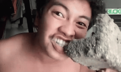 Shirtless Man Eating Pizza GIF