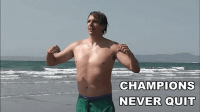 Shirtless Man Flexing Champions Never Quit GIF
