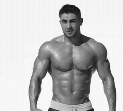 Shirtless Man Flexing Muscles GIF