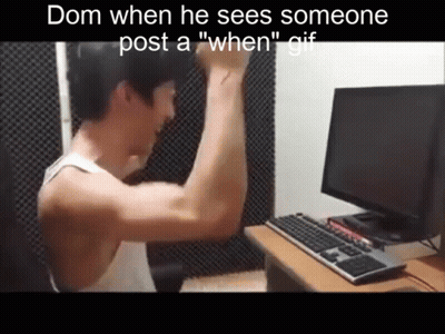 Shirtless Man Flexing Muscles In Front Of Computer GIF