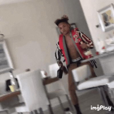Shirtless Man Holding Bottle Of Liquor GIF