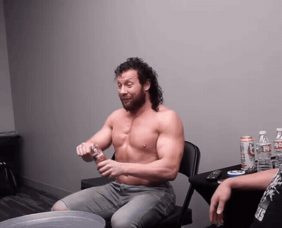 Shirtless Man Holding Gatorade Bottle GIF