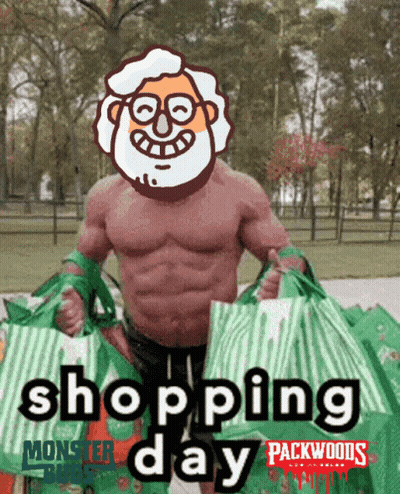 Shirtless Man Holding Shopping Bags Shopping Day Packwoods GIF