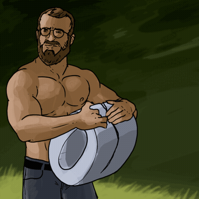 Shirtless Man Holding White Hat GIF