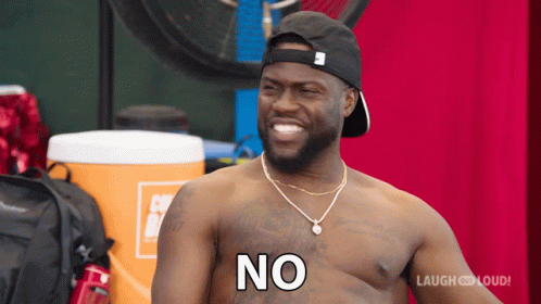 Shirtless Man In Baseball Cap And Necklace Says No GIF