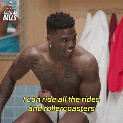 Shirtless Man In Bathroom With I Can Ride All The Rides And Rollercoasters GIF