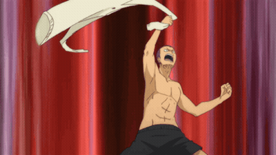 Shirtless Man In Black Shorts Holding White Object GIF