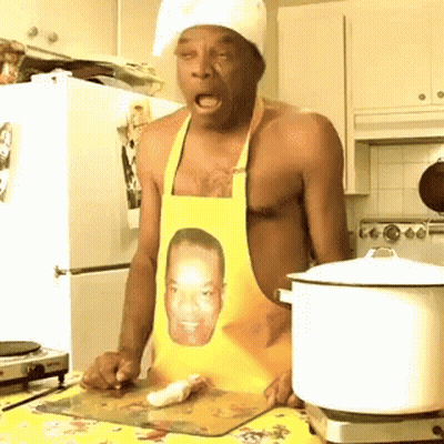 Shirtless Man In Chef Hat And Apron With Man Picture GIF