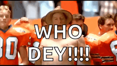 Shirtless Man In Cowboy Hat With Football Players Saying Who Dey GIF