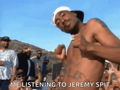 Shirtless Man In Crowd Me Listening To Jeremy Spit GIF