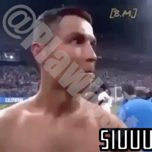 Shirtless Man In Front Of Crowd Siuu GIF