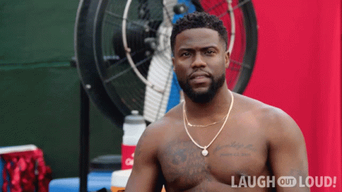 Shirtless Man In Front Of Fan With Laugh Out Loud GIF