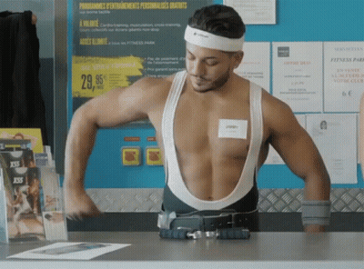 Shirtless Man In Front Of Fitness Park Sign GIF