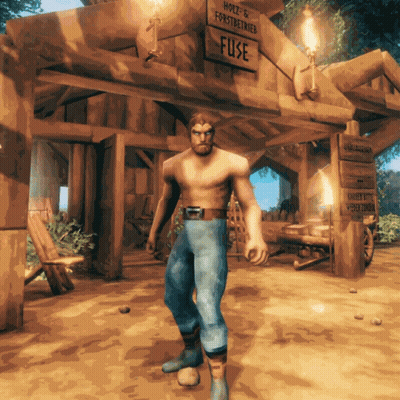 Shirtless Man In Front Of Fuse Building GIF