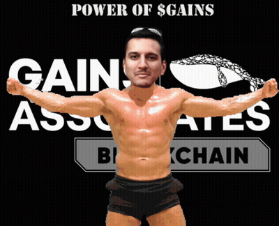 Shirtless Man In Front Of Gain Associates Logo GIF