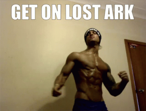Shirtless Man In Front Of Lost Ark Wall GIF