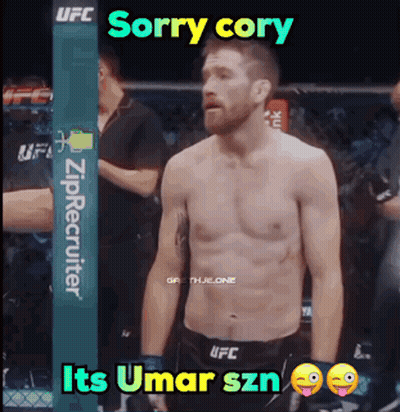 Shirtless Man In Front Of UFC Sorry Cory Its Umar Szn Sign GIF