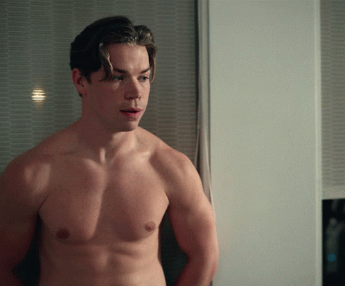 Shirtless Man In Front Of White Wall GIF