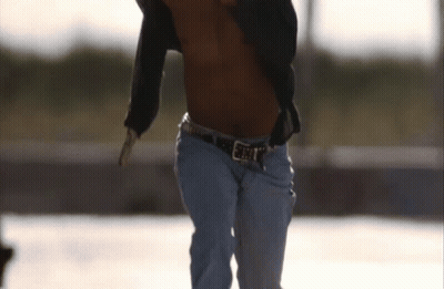 Shirtless Man In Jeans And Black Belt GIF