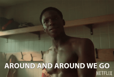 Shirtless Man In Locker Room Around And Around We Go GIF