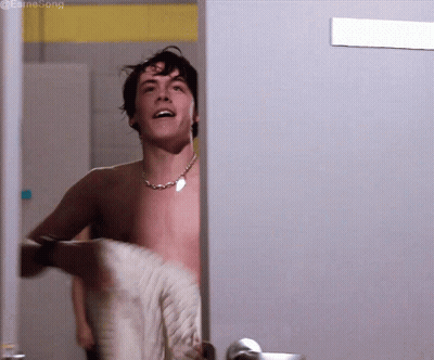 Shirtless Man In Locker Room GIF