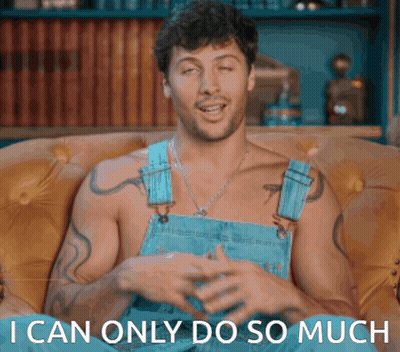 Shirtless Man In Overalls On Couch Saying I Can Only Do So Much GIF