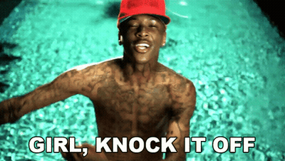 Shirtless Man In Pool Saying Girl Knock It Off GIF