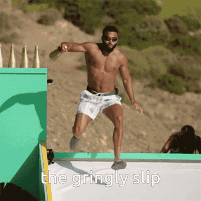 Shirtless Man Jumping The Grinly Slip GIF