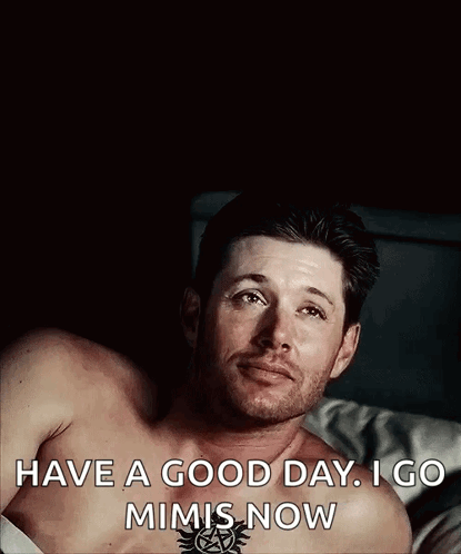 Shirtless Man Laying In Bed Have A Good Day I Go Mimis Now GIF