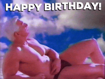Shirtless Man Lying On Beach Happy Birthday GIF