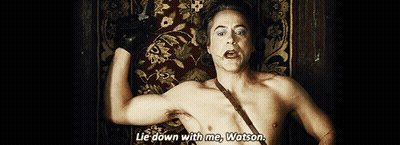 Shirtless Man Lying On Rug Saying Lie Down With Me Watson GIF
